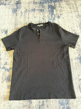 Slate & Stone Black Short-Sleeve Henley Polo